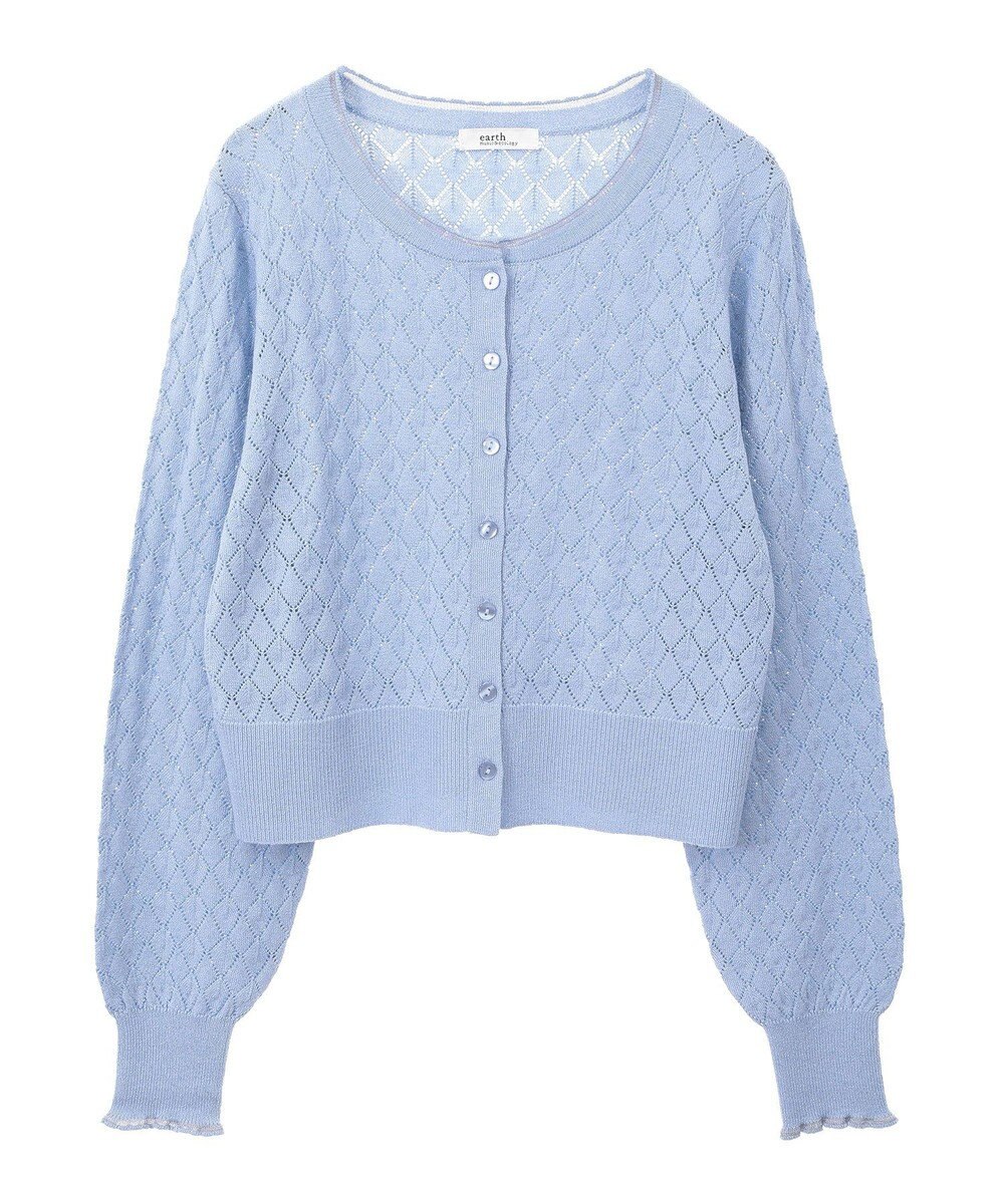 earth music&ecology シアースカラップ透かし編みカーディガン 
