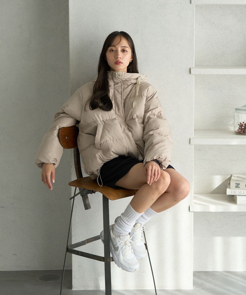 earth music&ecology フーディーパファーブルゾン 