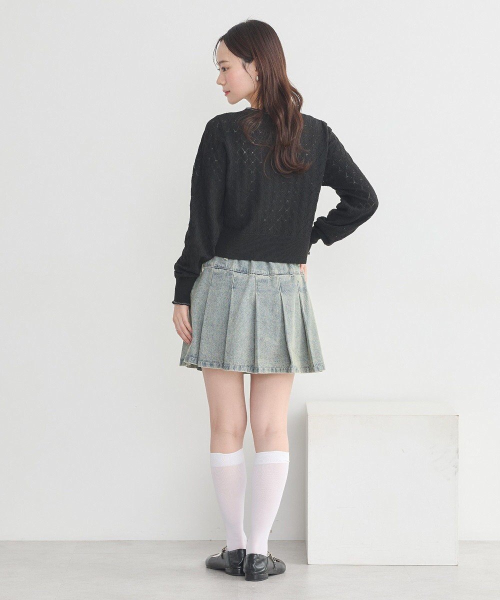 earth music&ecology シアースカラップ透かし編みカーディガン 