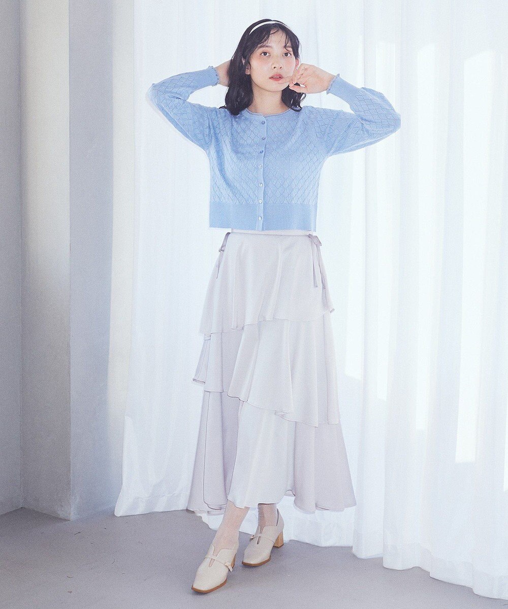 earth music&ecology シアースカラップ透かし編みカーディガン 