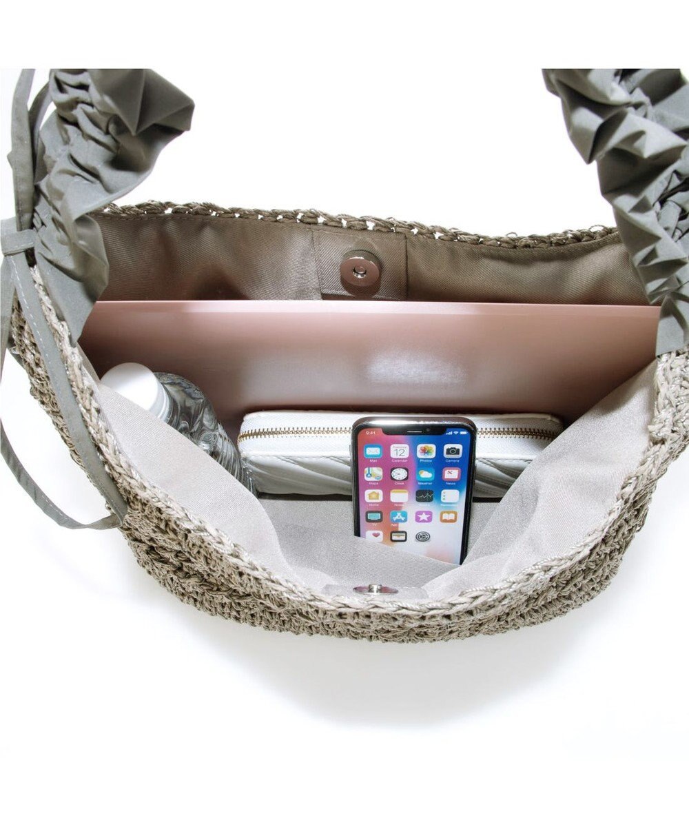 UNBILLION カシュカシュ cachecache / ドロストフリルハンドル地柄編みトート カゴバッグ 