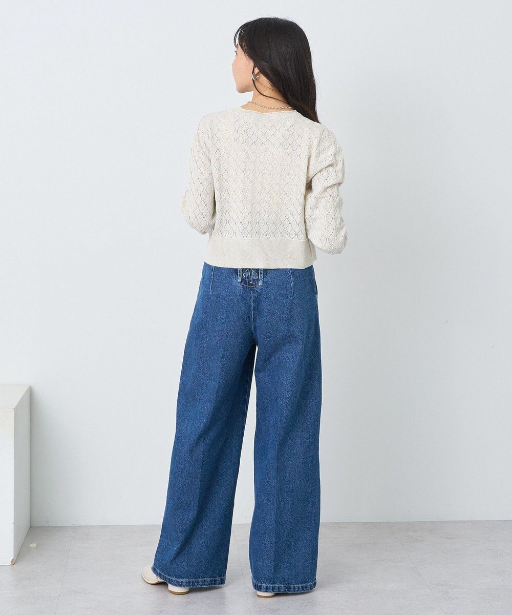 earth music&ecology シアースカラップ透かし編みカーディガン 