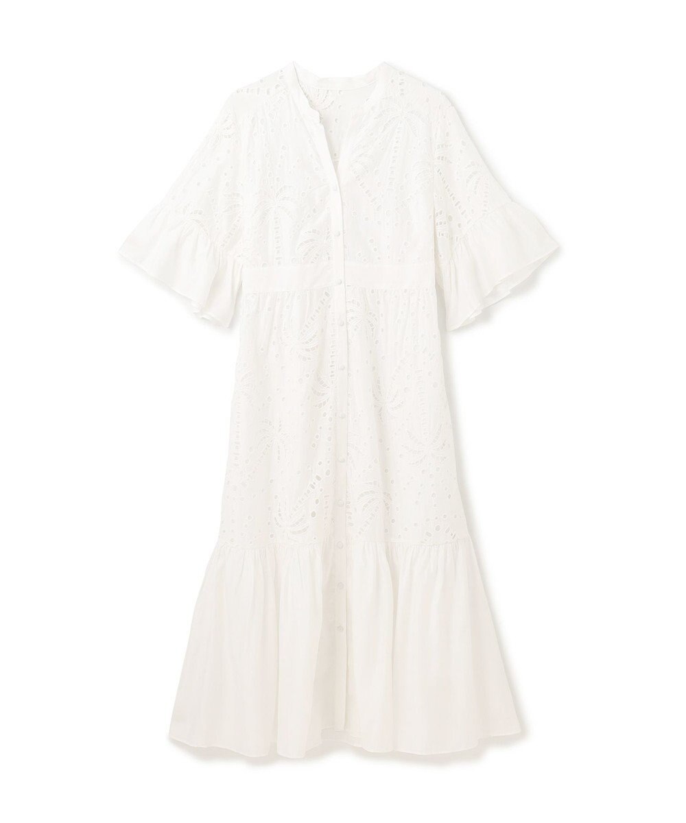 GRACE CONTINENTAL ヤシ柄カットワークワンピース 