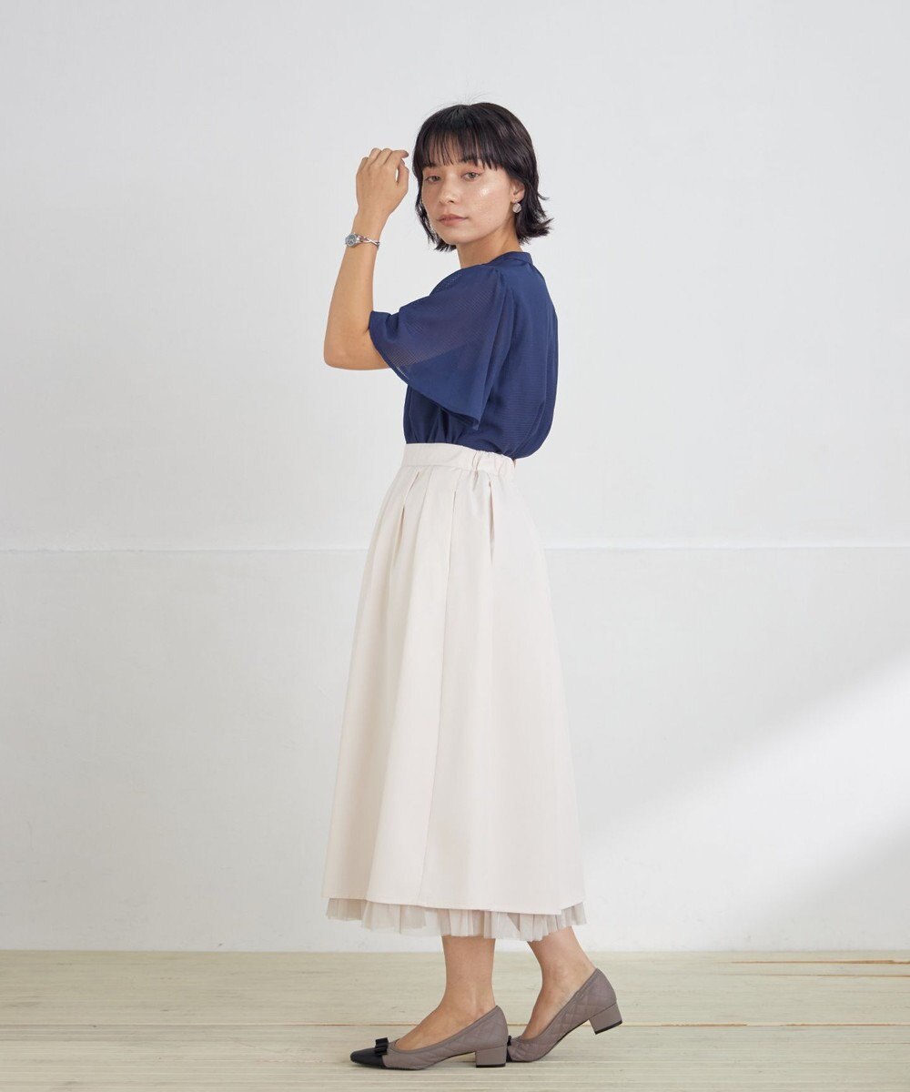 Tiaclasse 【洗える】レイヤードチュールフレアスカート 