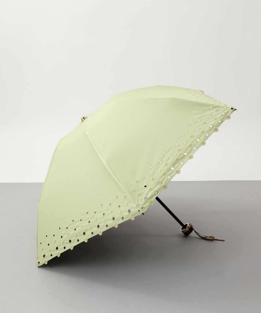 AURORA Beaurance （ビューランス） ボーラー刺しゅう晴雨兼用パラソル（折り畳み・ミニ傘） ペールイエロー