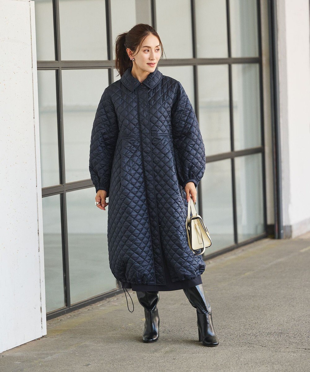 #Newans 【セレモニーにも】〈亀恭子さんコラボ〉キルティングロングコート 