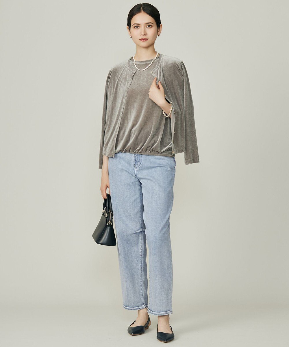 自由区 L シアーベロア カーディガン 