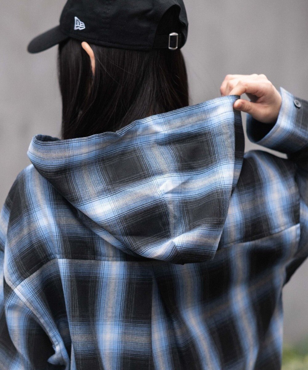 WEGO フードチェックシャツ 