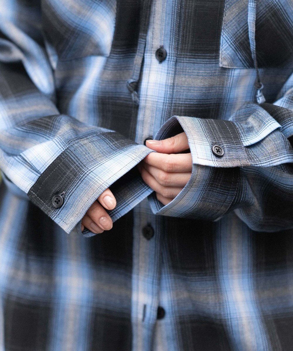 WEGO フードチェックシャツ 