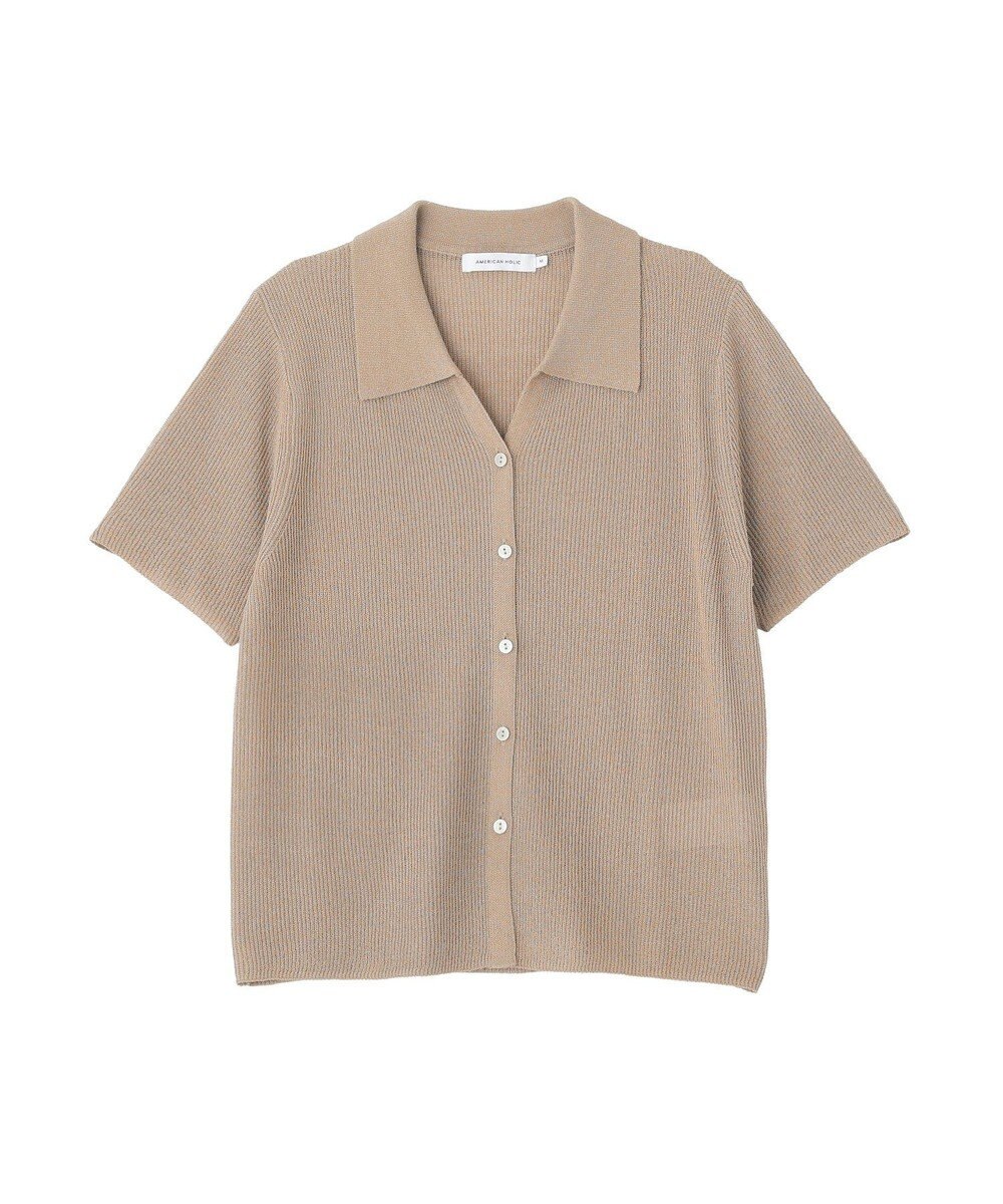 AMERICAN HOLIC 襟付きスキッパー半袖ニットポロ 