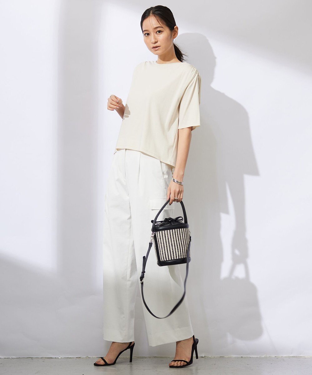 ICB 【UVカット・吸水速乾・洗える】シェルタリングドライサテン  ワイドストレートカーゴパンツ 