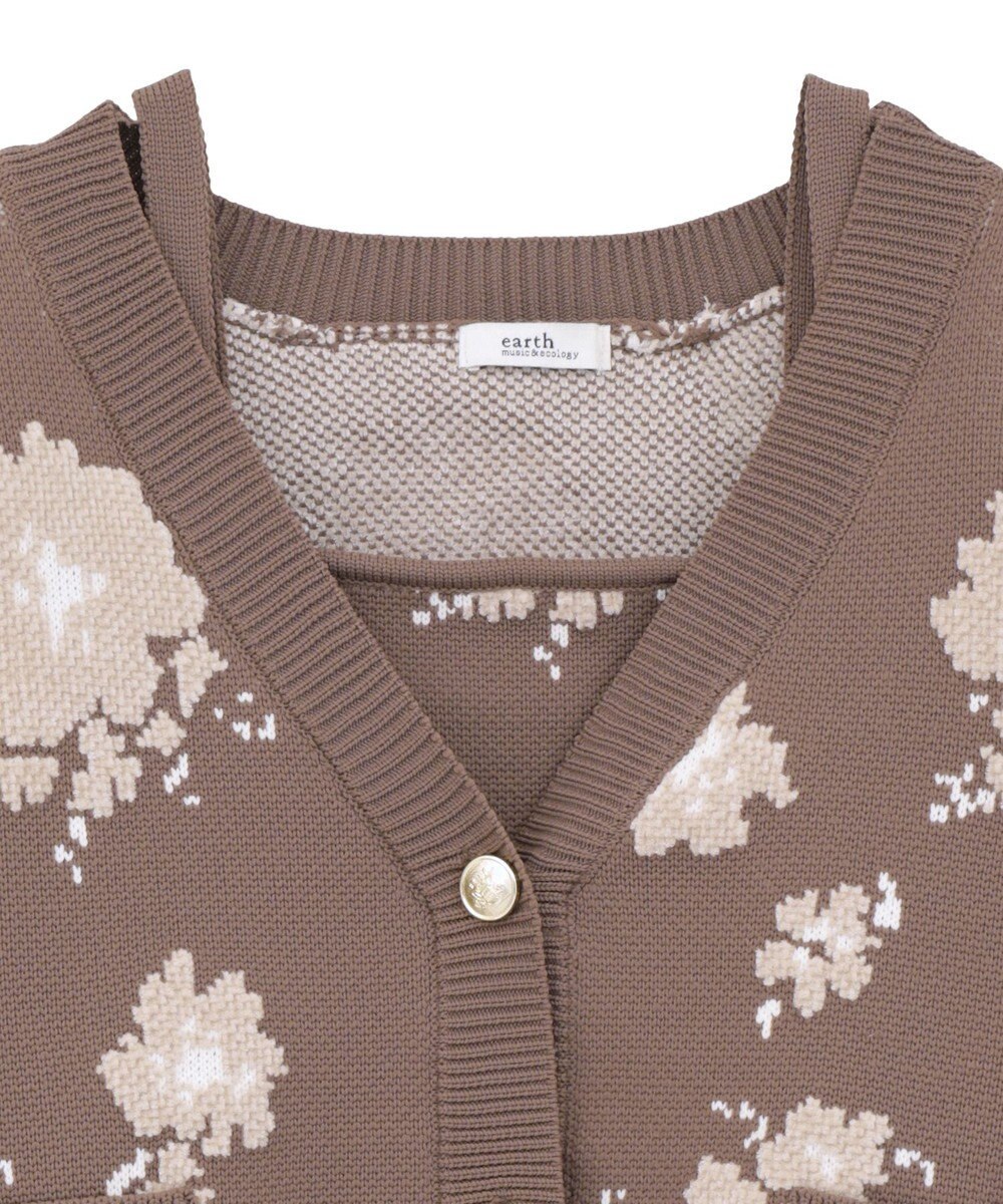 earth music&ecology SET2点フラワージャガードカーデ+ビスチェ 