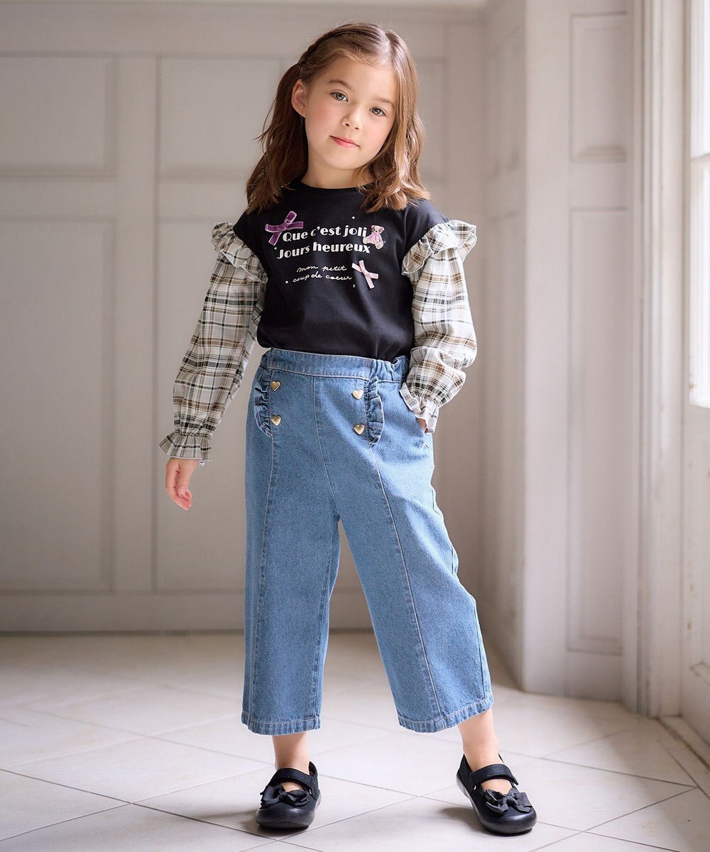 ANY KIDS チェック袖 ドッキング プルオーバー 