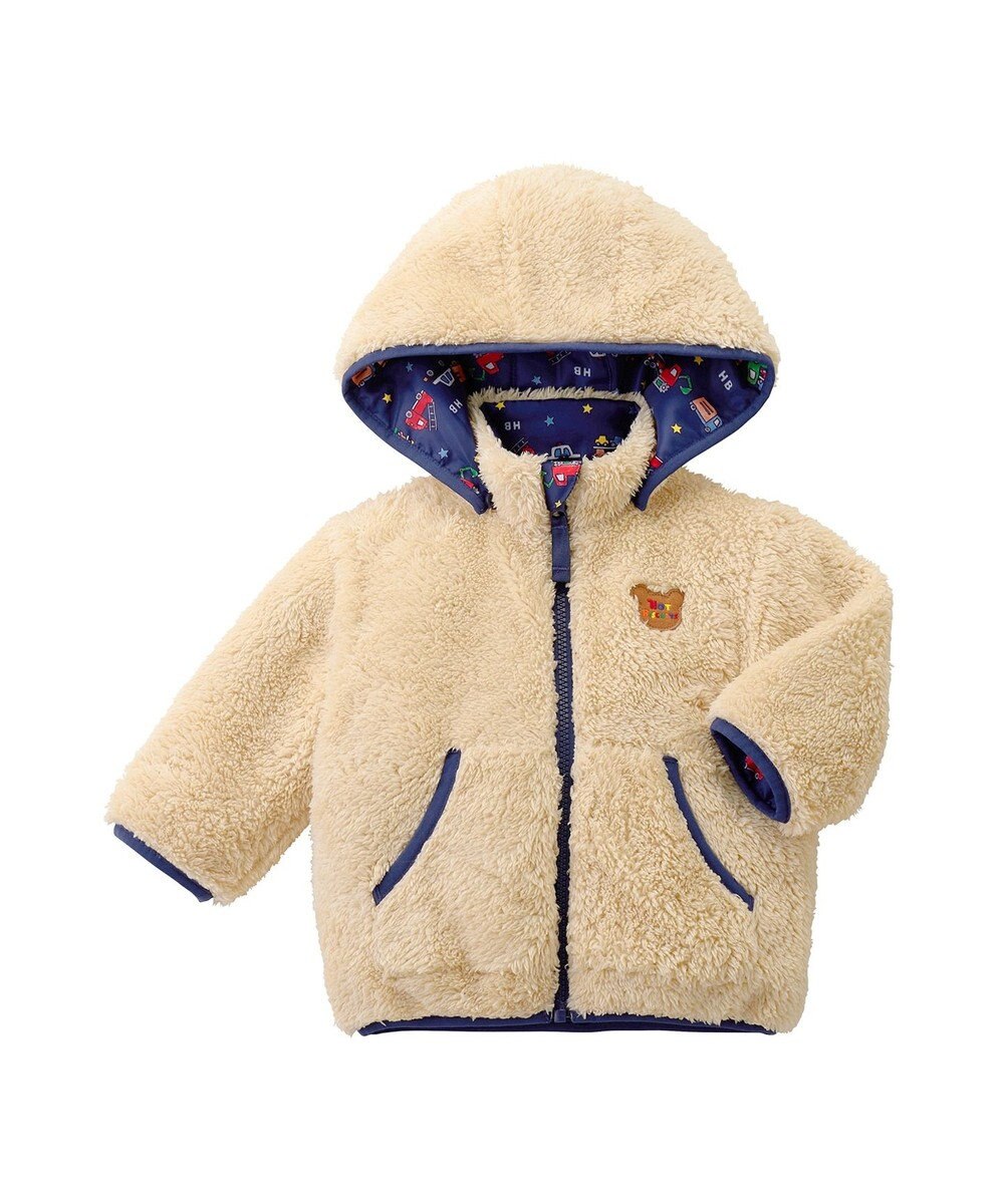 MIKI HOUSE HOT BISCUITS 【80-120cm】 裏ボアフリース リバーシブル総柄ジャンパー 