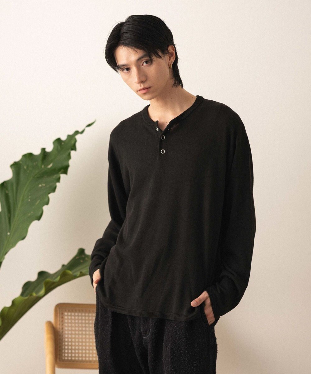 WEGO リングドットヘンリーネックプルオーバー 