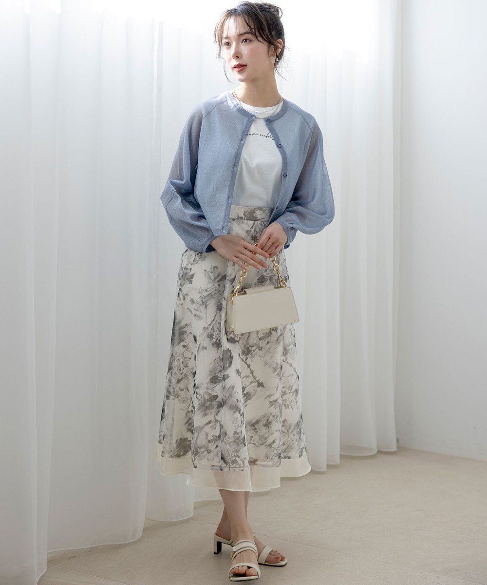 ANY SIS 【洗える】シアーランタンスリーブ カーディガン 