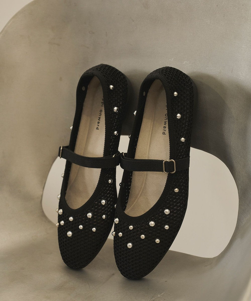 steppi ラウンドメッシュスタッズパンプス 