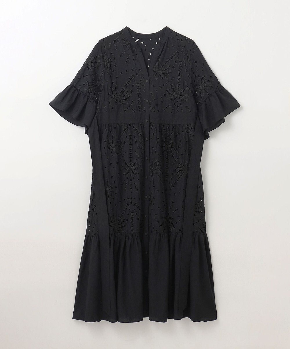 GRACE CONTINENTAL ヤシ柄カットワークワンピース 