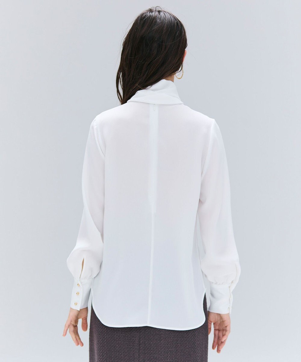 BEIGE， 【洗える】STOW / パフスリーブボウタイブラウス 