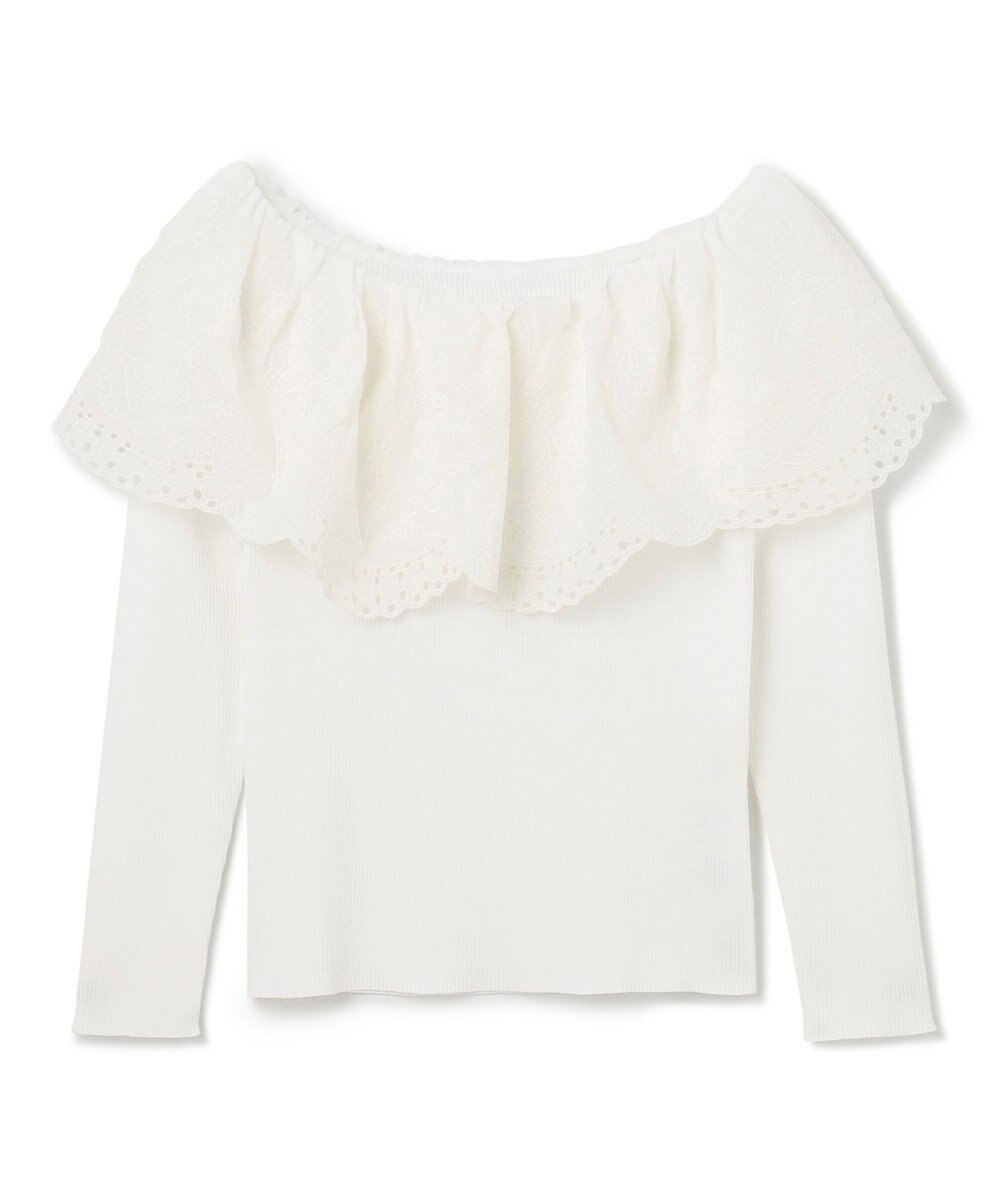 GRACE CONTINENTAL カットワークリブニットトップ 