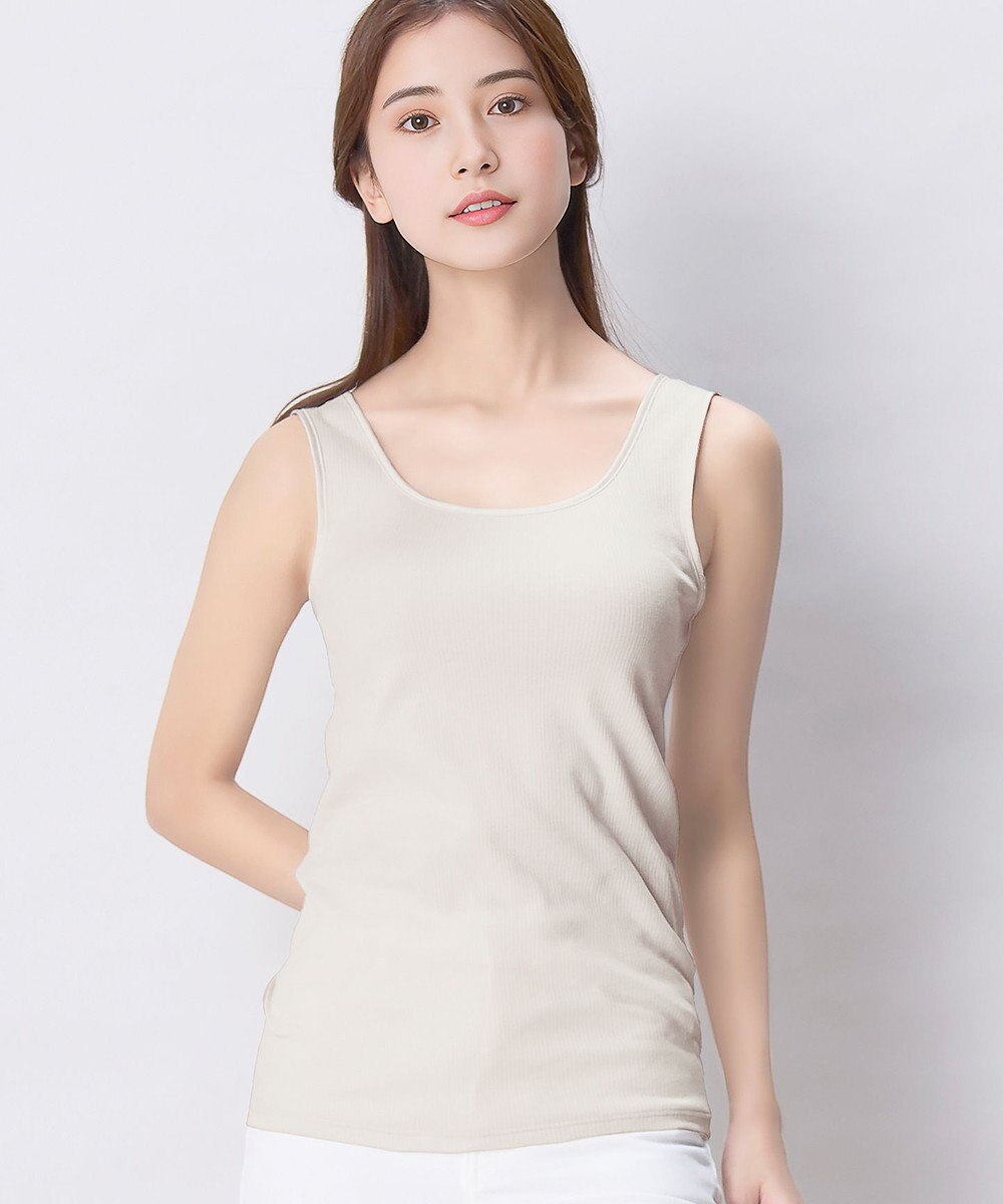 Wing インナー オーガニックコットン100％(身生地) ブラがひびきにくい 【綿の贅沢 オーガニック リブタイプ】 ノースリーブ タンクトップ EL1161 ウイング／ワコール 