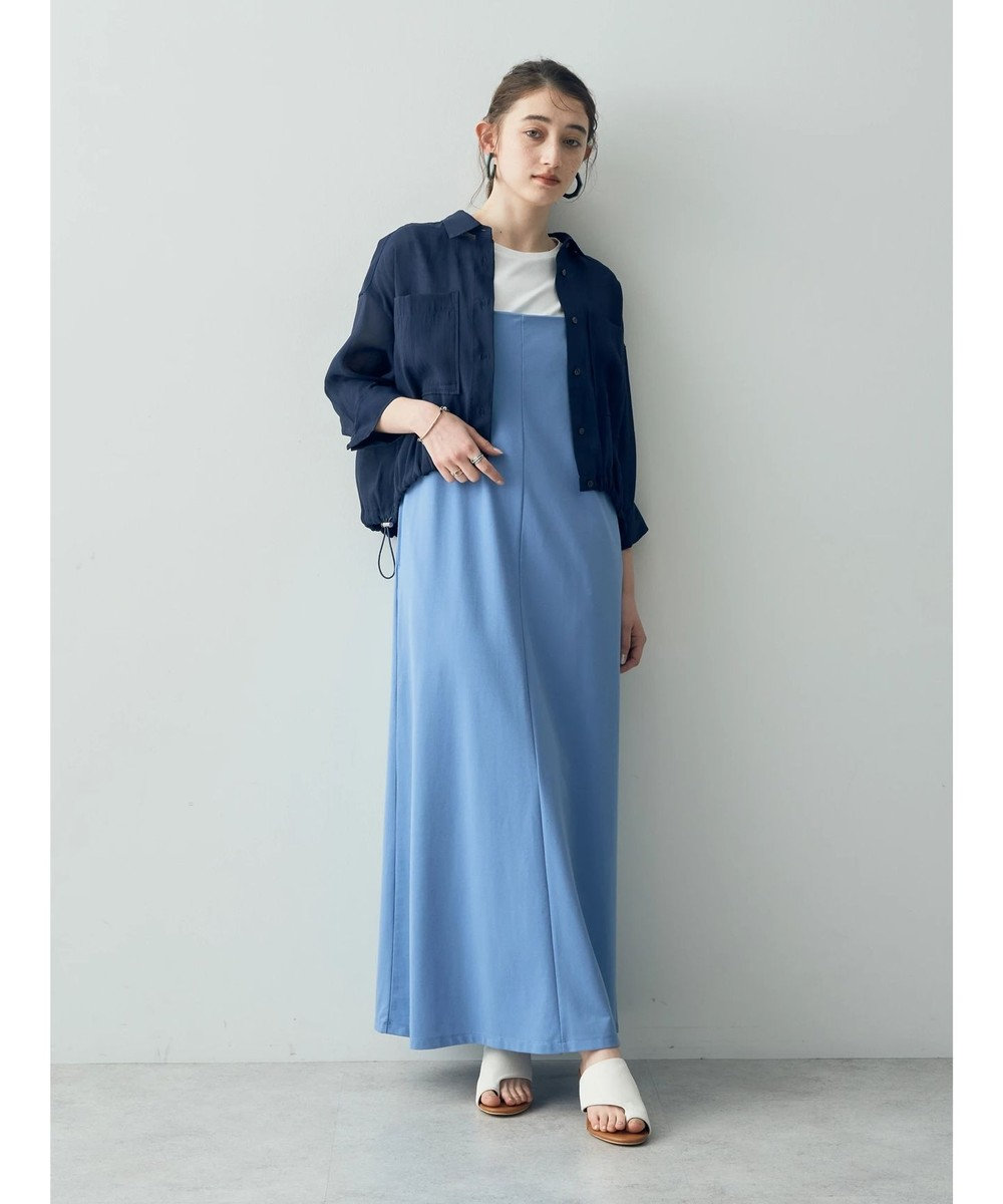 YECCA VECCA 【2点SET】シアーシャツ×Aラインキャミワンピース Navy