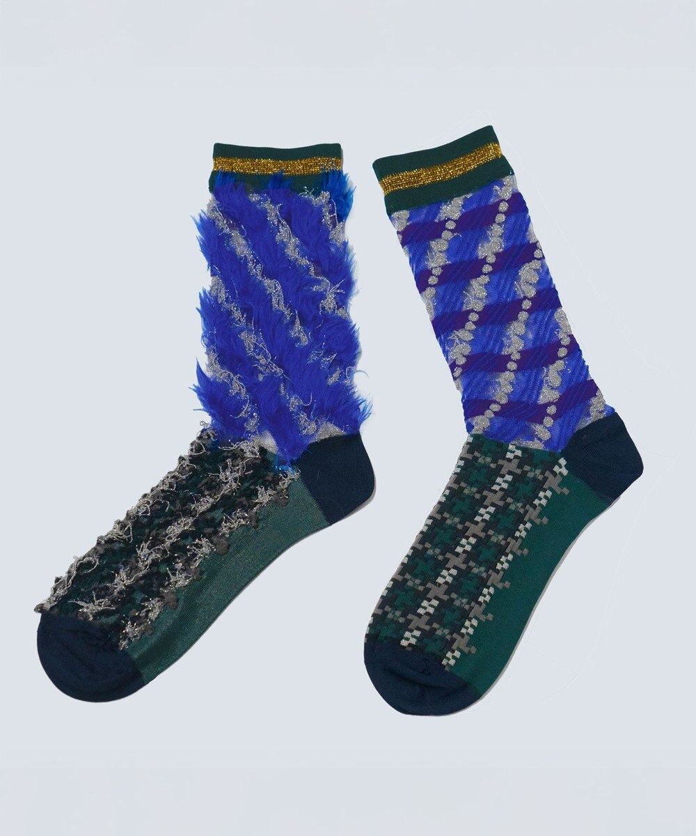 COQ LESSER TALE ラメリバーシブルファーソックス 