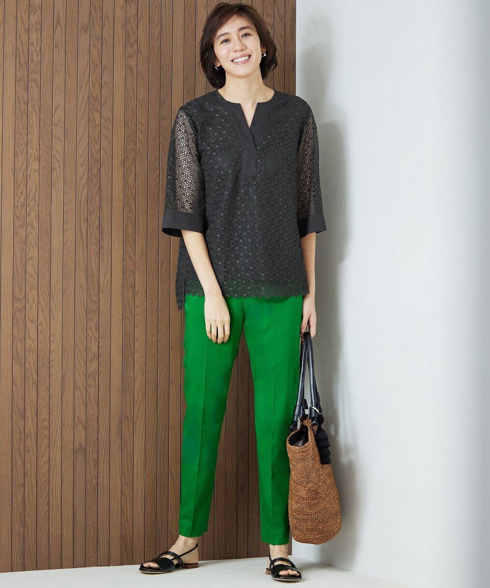 自由区 S 【UVカット・接触冷感・洗える】コットンサテンテーパード パンツ 