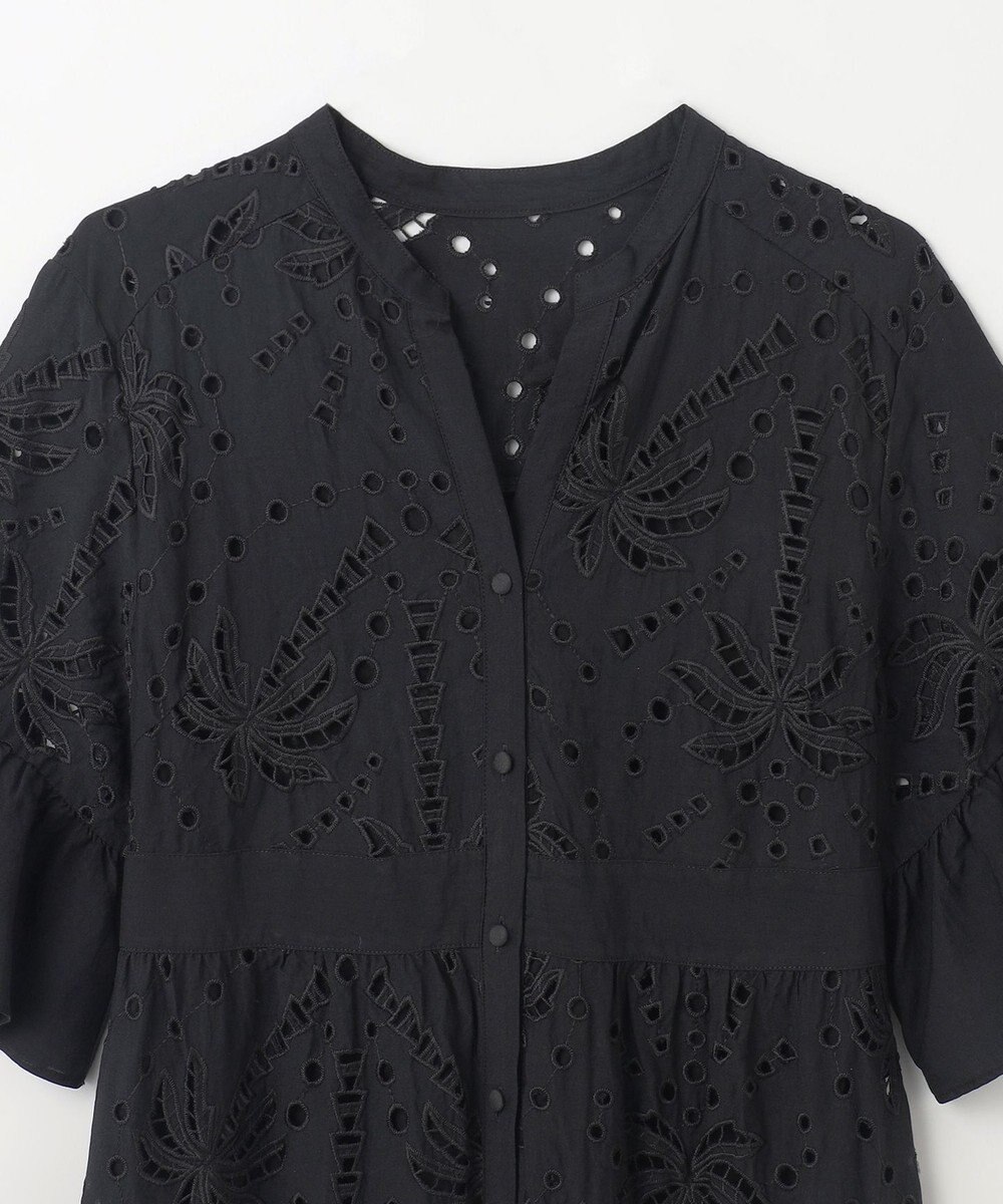 GRACE CONTINENTAL ヤシ柄カットワークワンピース 