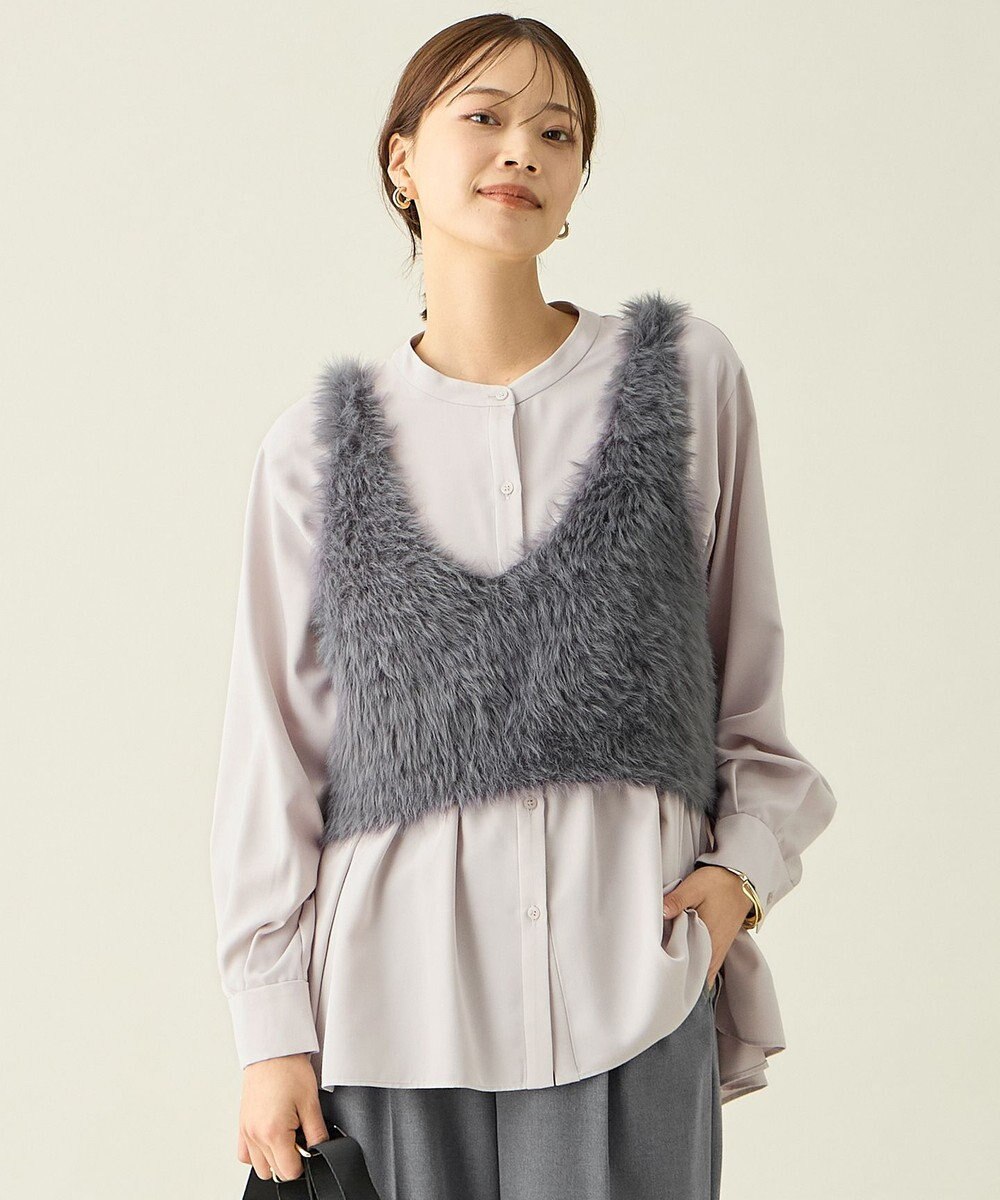 ANY ロングシャギーニットベスト 