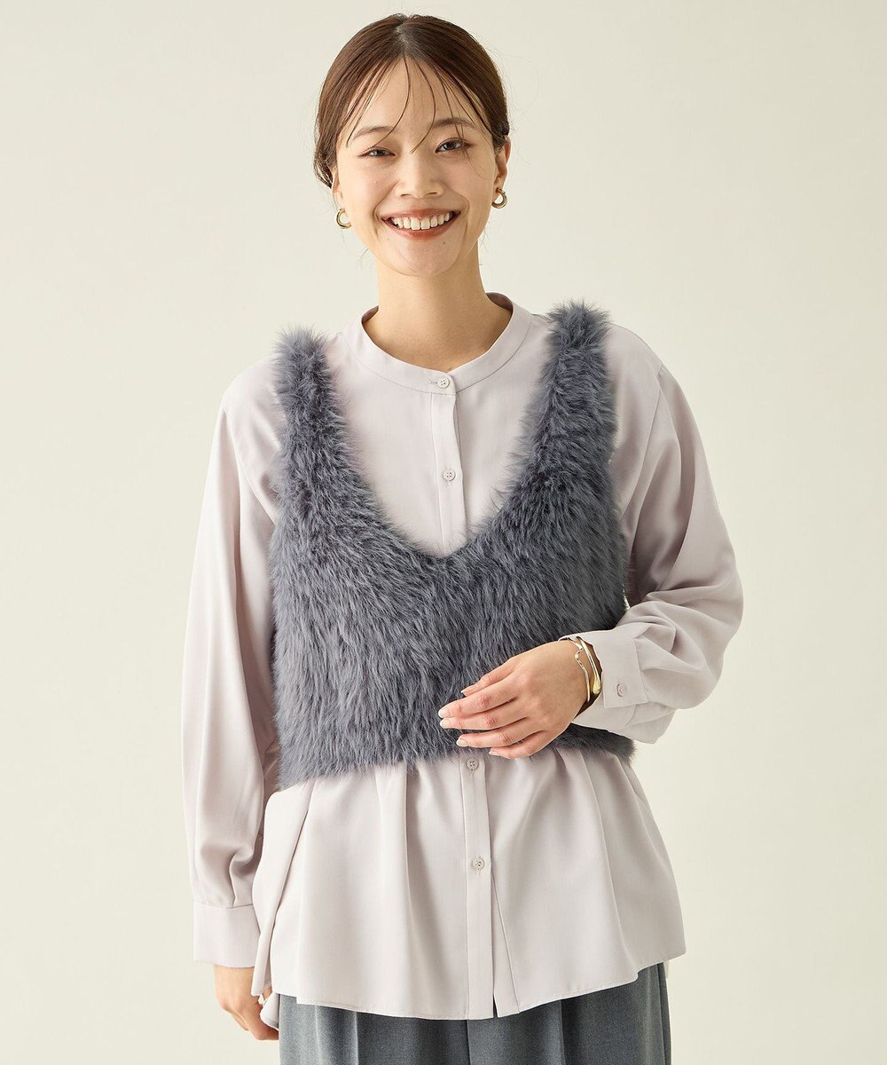 ANY ロングシャギーニットベスト 