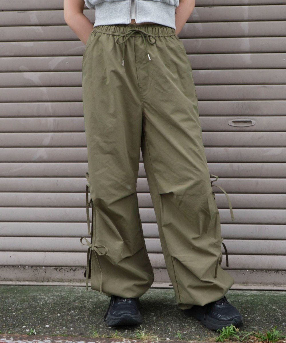 WEGO 【ウエストゴム】サイドリボンパラシュートパンツ 