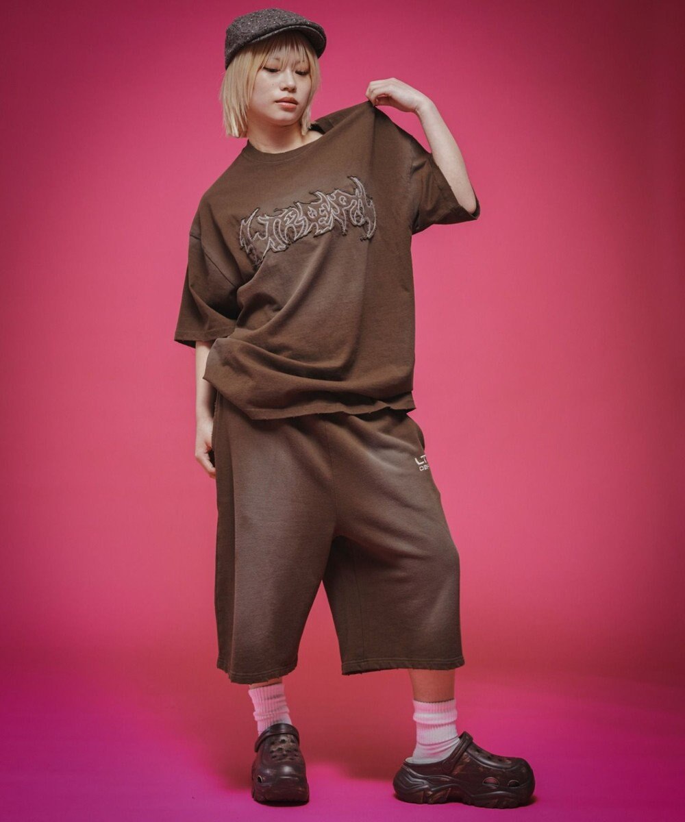 WEGO 【ユニセックス着用ITEM/ウエストゴム】ダメージアップリケショートパンツ 