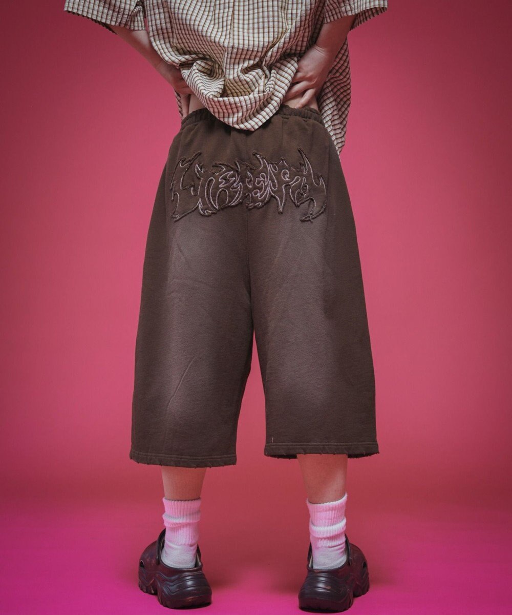 WEGO 【ユニセックス着用ITEM/ウエストゴム】ダメージアップリケショートパンツ 