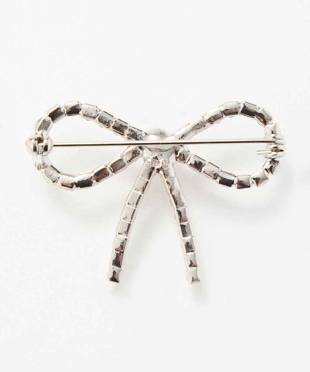 Phoebe リボンパールビジューブローチ　シルバー 