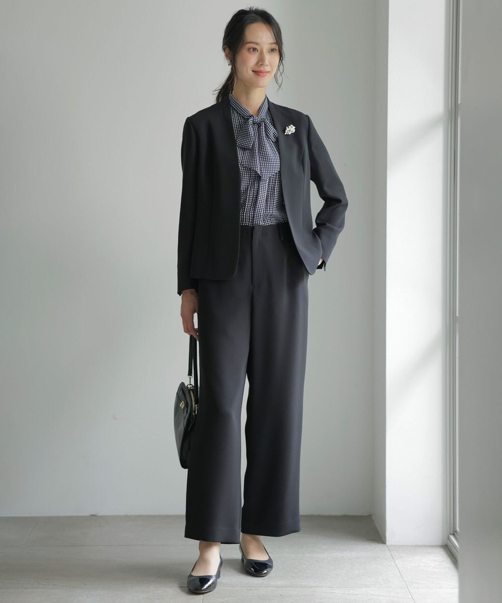 J.PRESS LADIES 【セットアップ対応】セラテリーダブルクロス ノーカラー ジャケット 