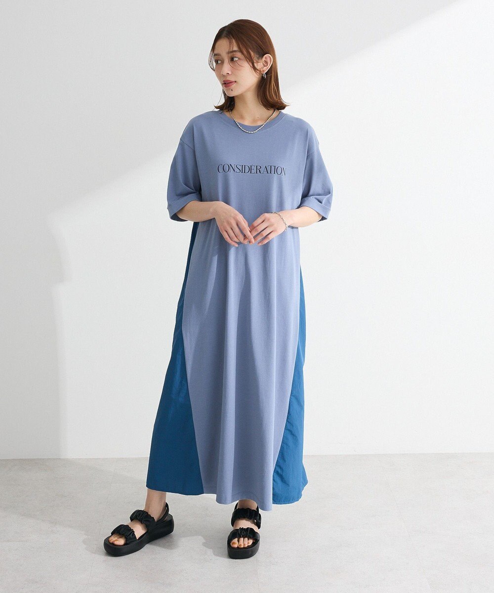 Green Parks ナイロンドッキングロゴワンピース 