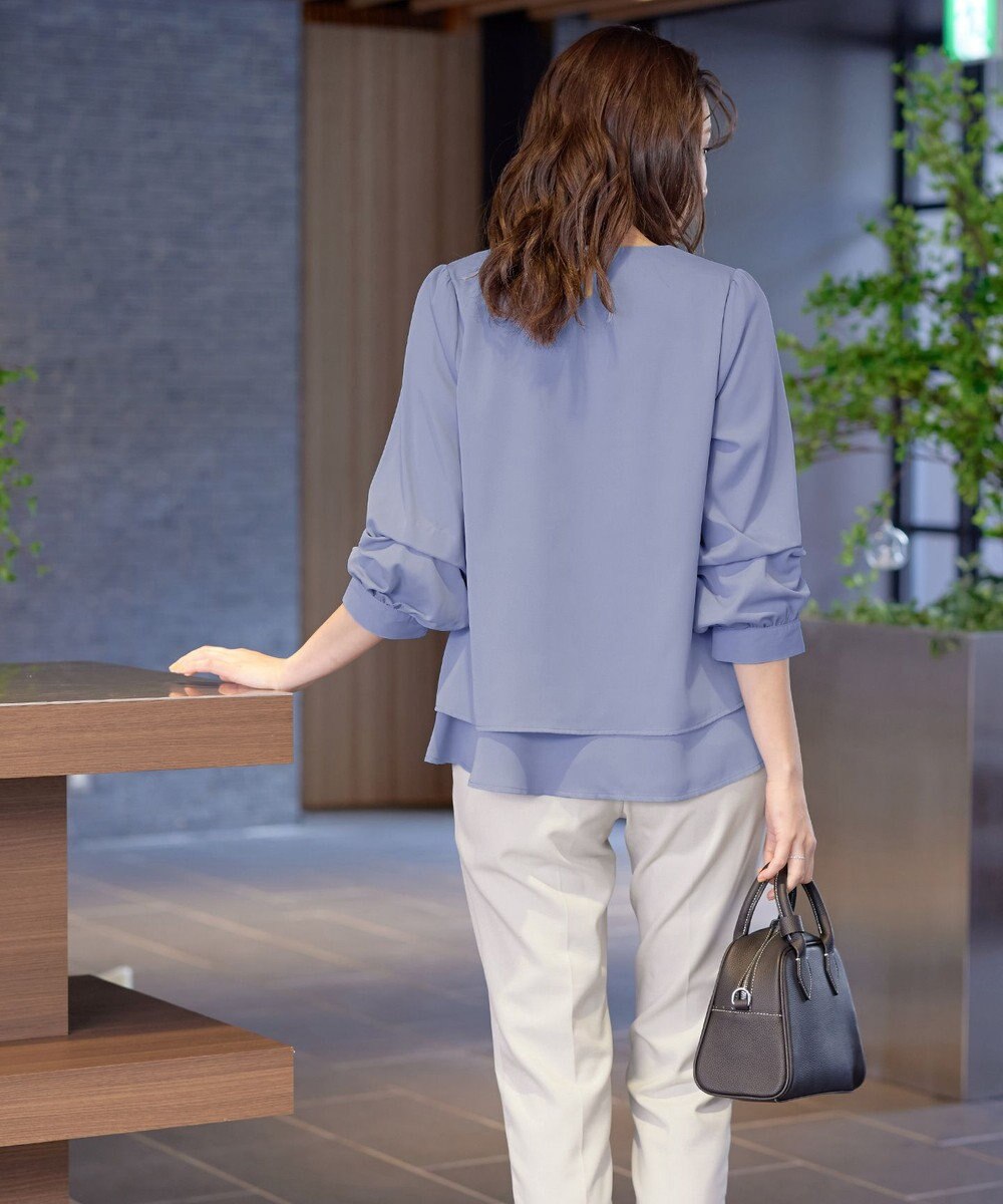 Tiaclasse 【新色追加・洗える】つまみタック袖レイヤードブラウス 