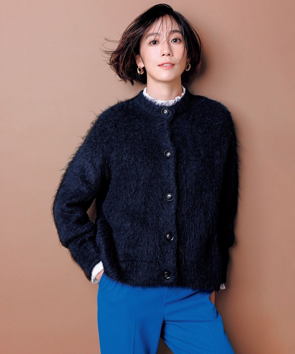 UNFILO イージーケア フリルネック シャツ 