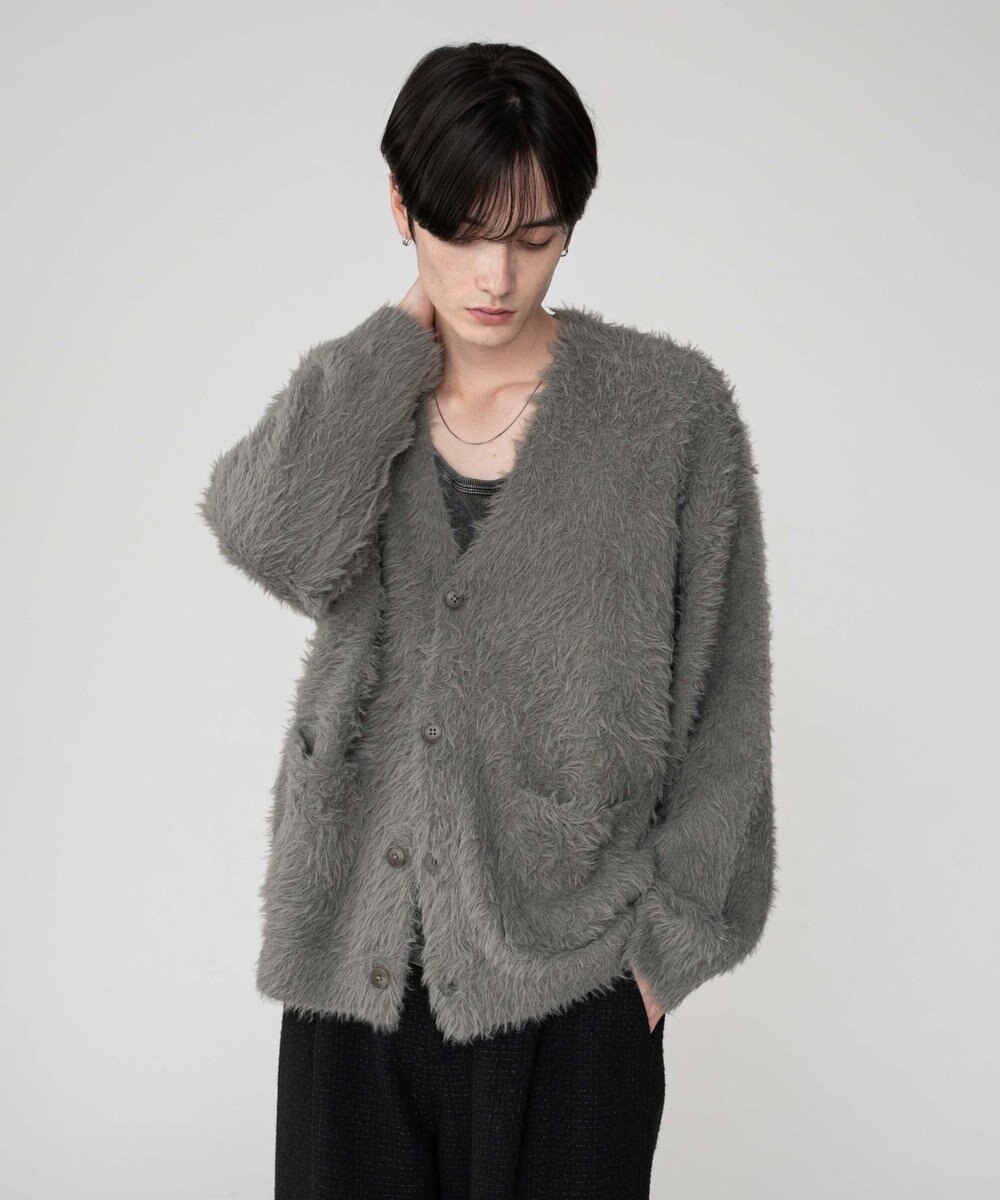 WEGO 【2025秋冬新作/ユニセックス着用ITEM/SMLサイズ展開】フェザーニットカーディガン 