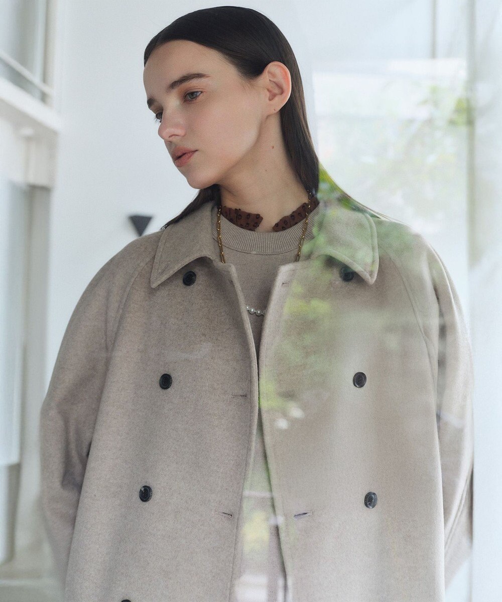 BEIGE， 【VERY NaVY12月号掲載】LABBOCK / ウール混ラグランステンカラーコート 