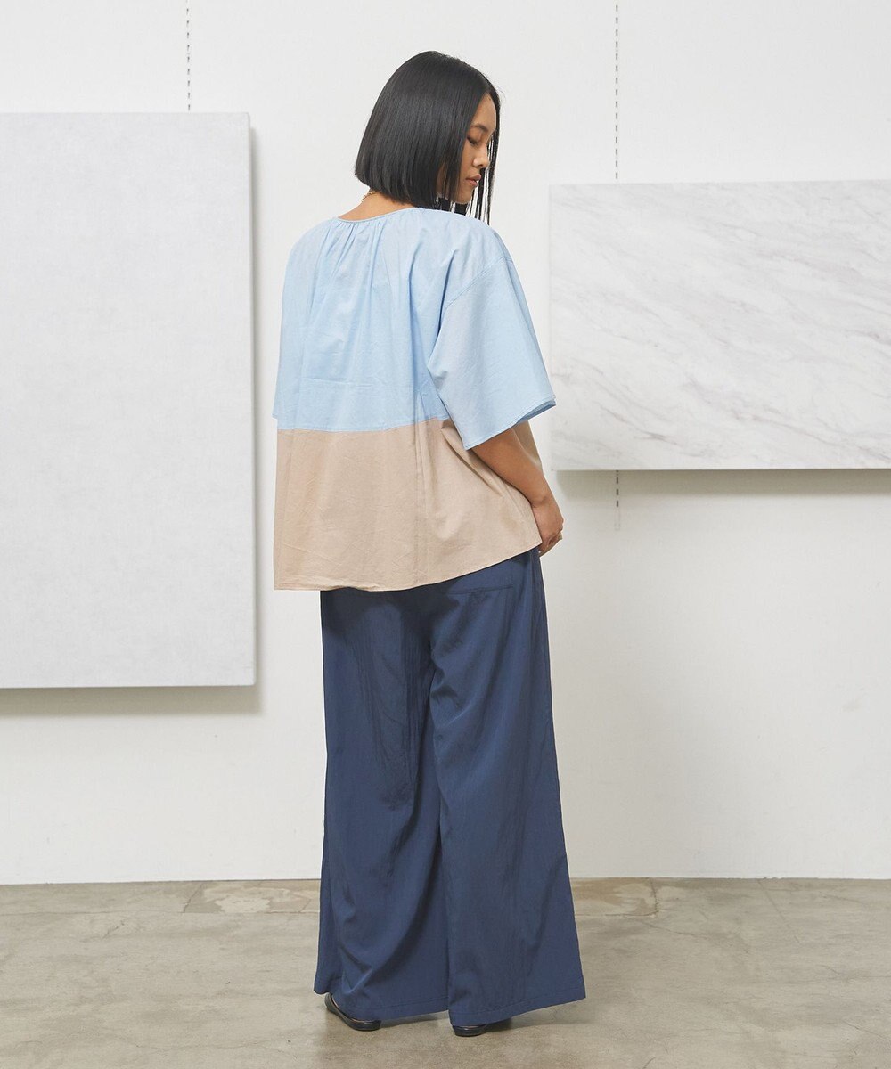 J.PRESS YORK STREET 【WOMEN】バイカラーギャザー ブラウス 