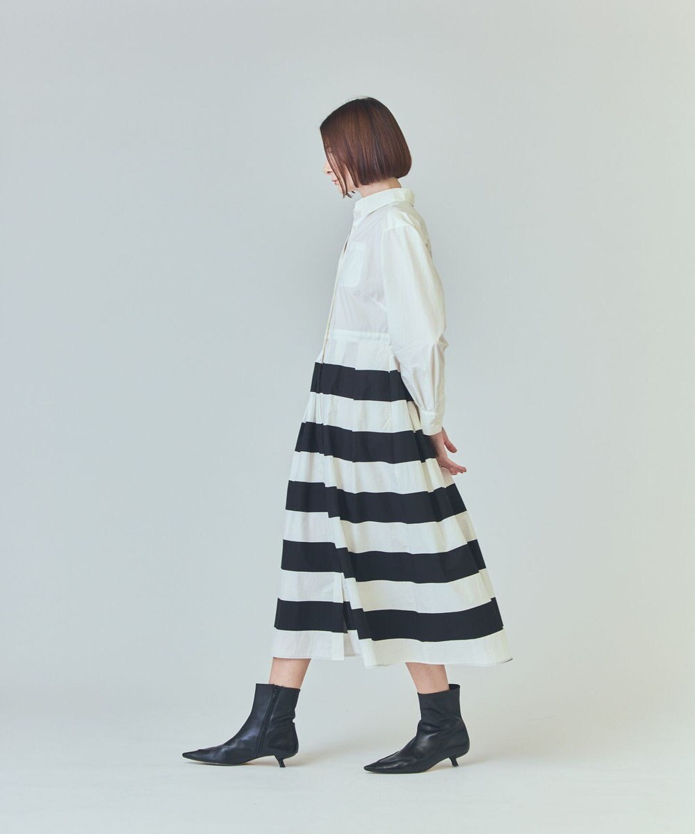 GRACE CONTINENTAL ボーダーコンビシャツワンピース 
