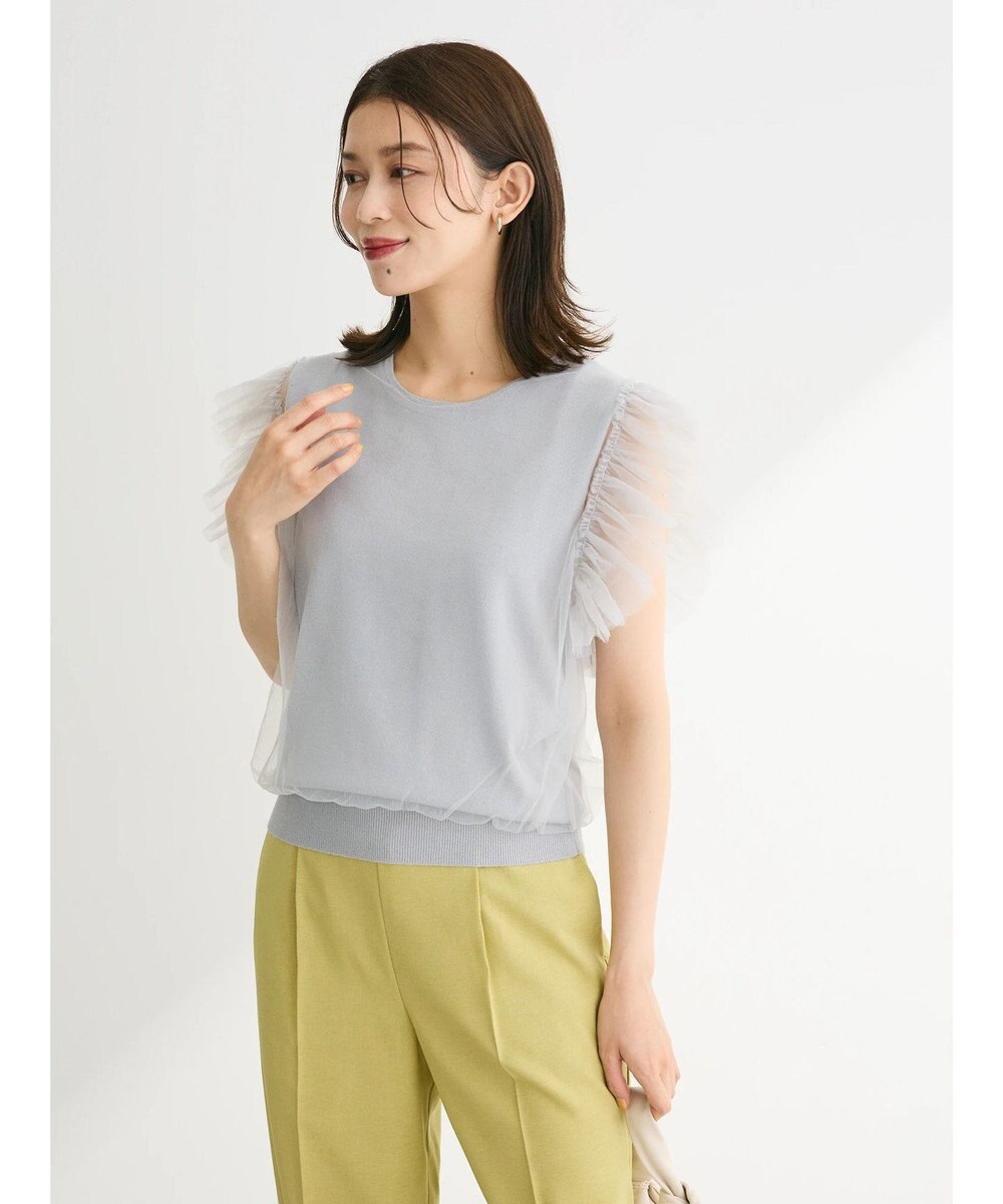 Green Parks ・swing by チュールレイヤーノースリーブニット 