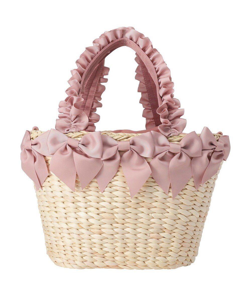 Maison de FLEUR 【2Way】フリルハンドルメイズリボン2Wayカゴバッグ 