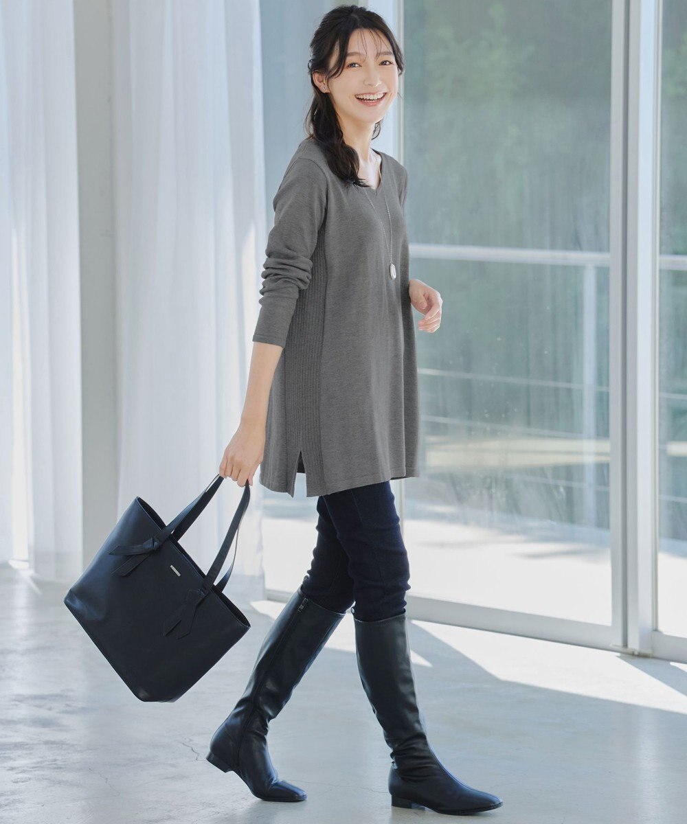 Tiaclasse 【洗える】カシミヤ混ニットチュニック 