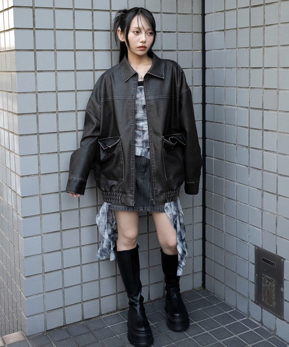 WEGO ヴィンテージライクPUジャケット 