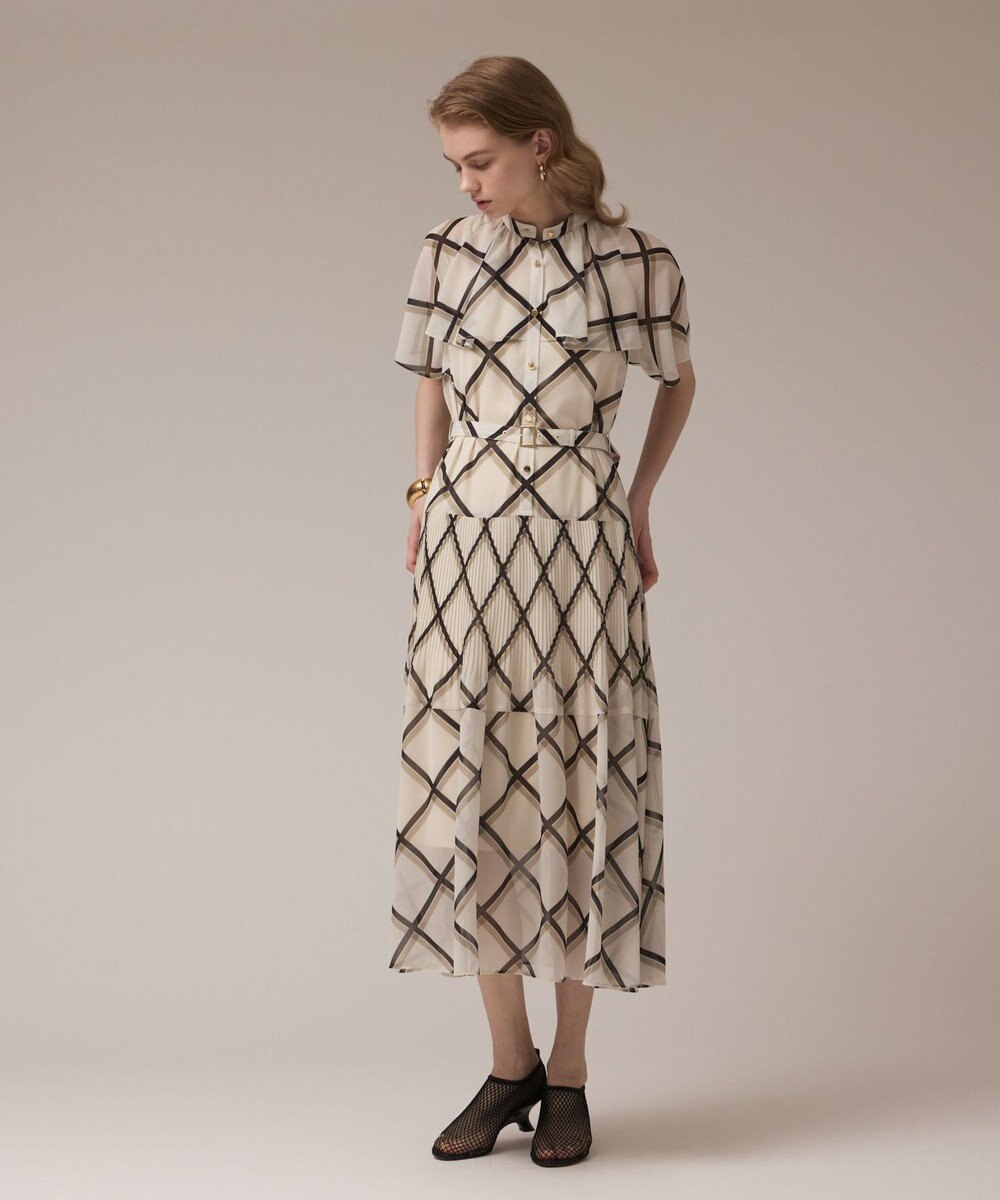 GRACE CONTINENTAL チェックプリントプリーツワンピース 