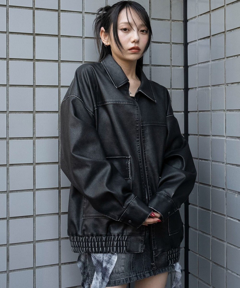 WEGO ヴィンテージライクPUジャケット 