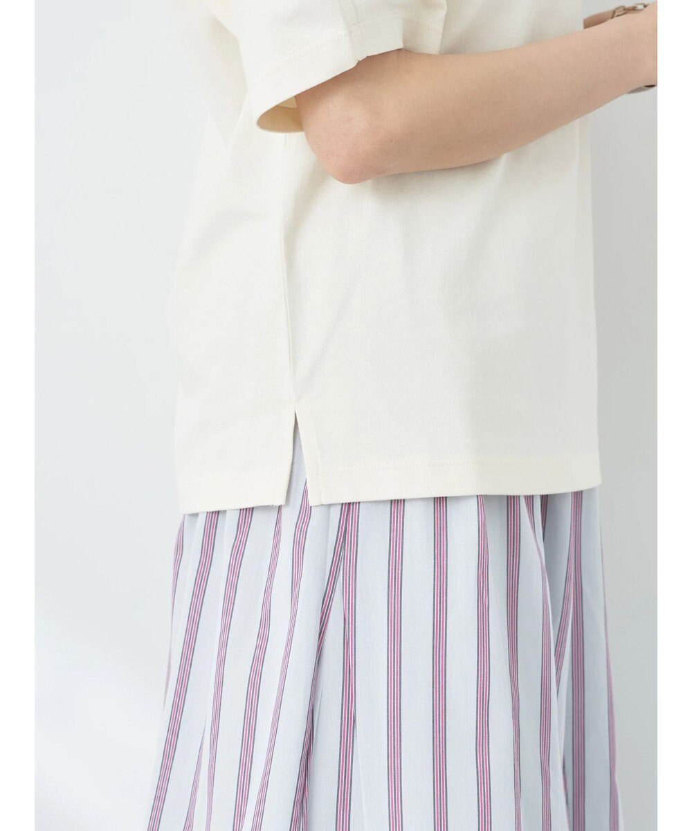 earth music&ecology フォルムスリーブ刺繍ロゴＴＥＥ 